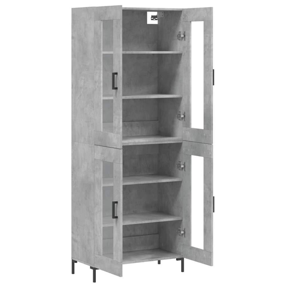 vidaXL 4 Glass Door Concrete Grey Highboard Image 4