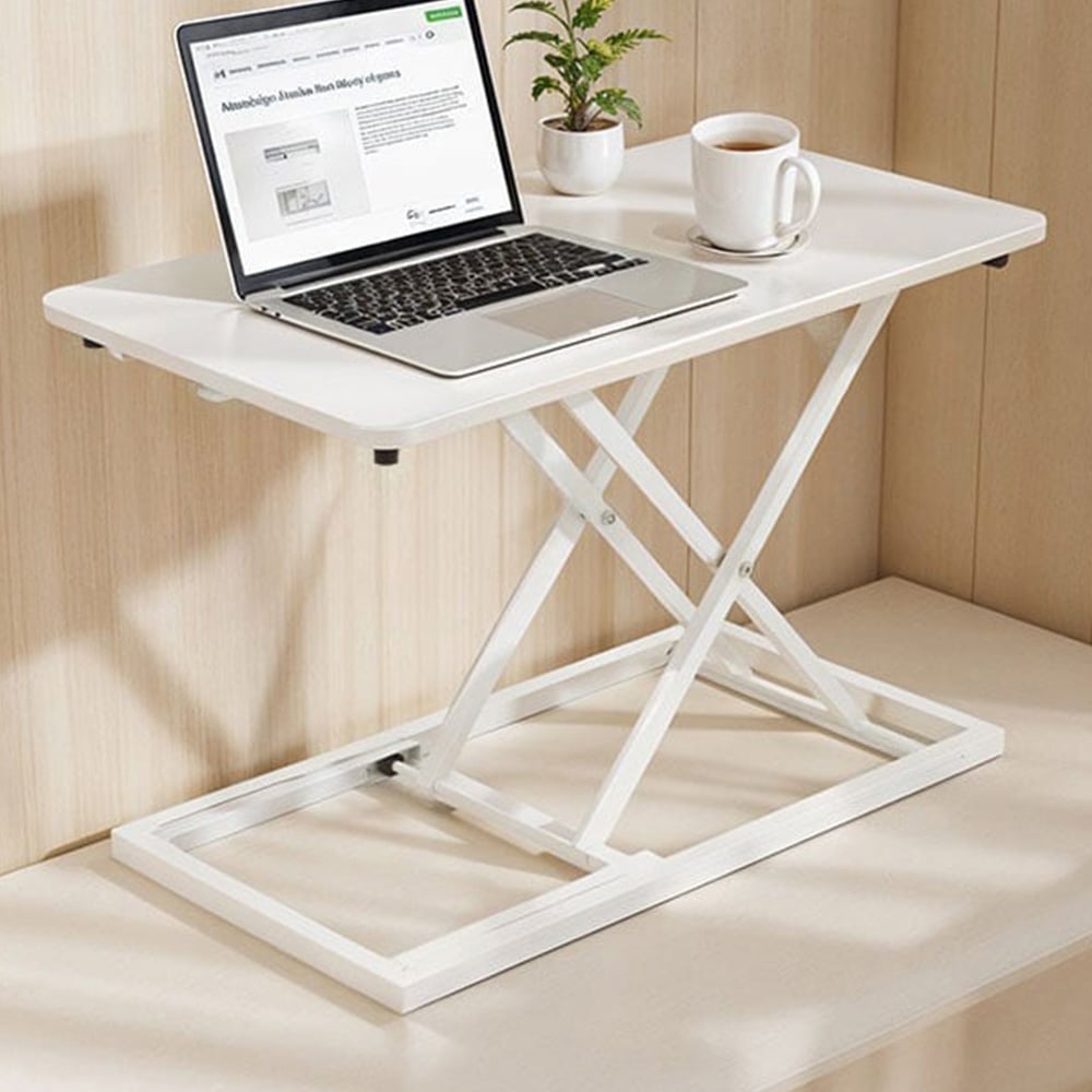 Living and Home White Adjustable Standing Desk Converter Image 1