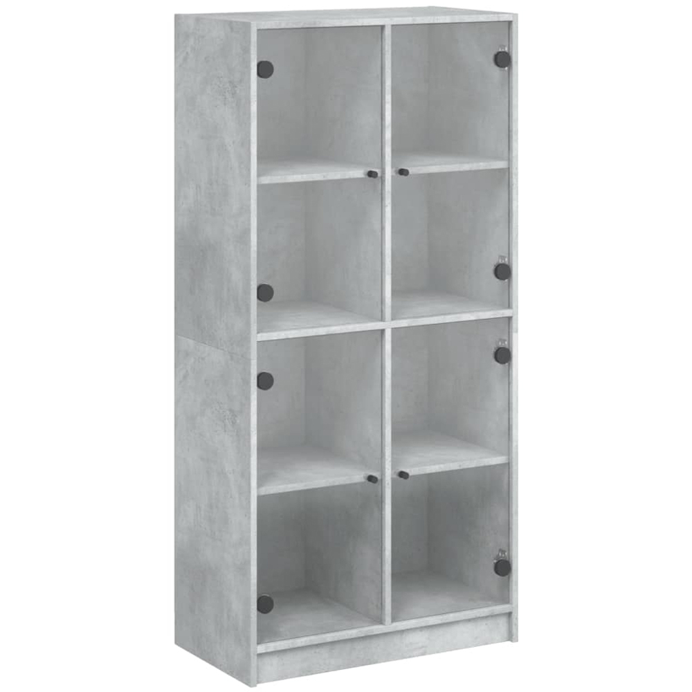 vidaXL 2 Glass Door Concrete Grey Highboard Image 2