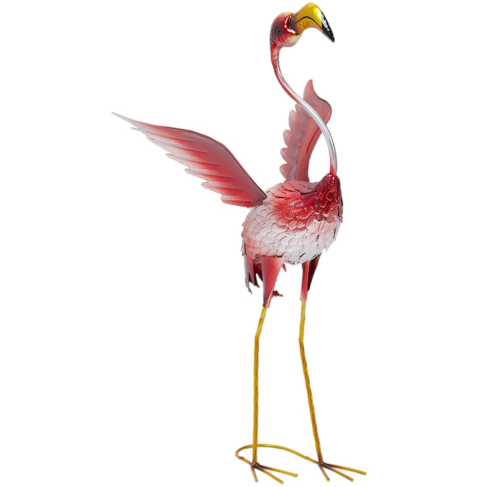 Living and Home Metal Flamingo Garden Statue Ornament Decoration Image 1