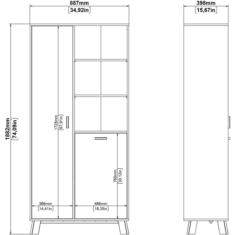 Furniture To Go Ikast 2 Door White and Brown Cabinet Image 8