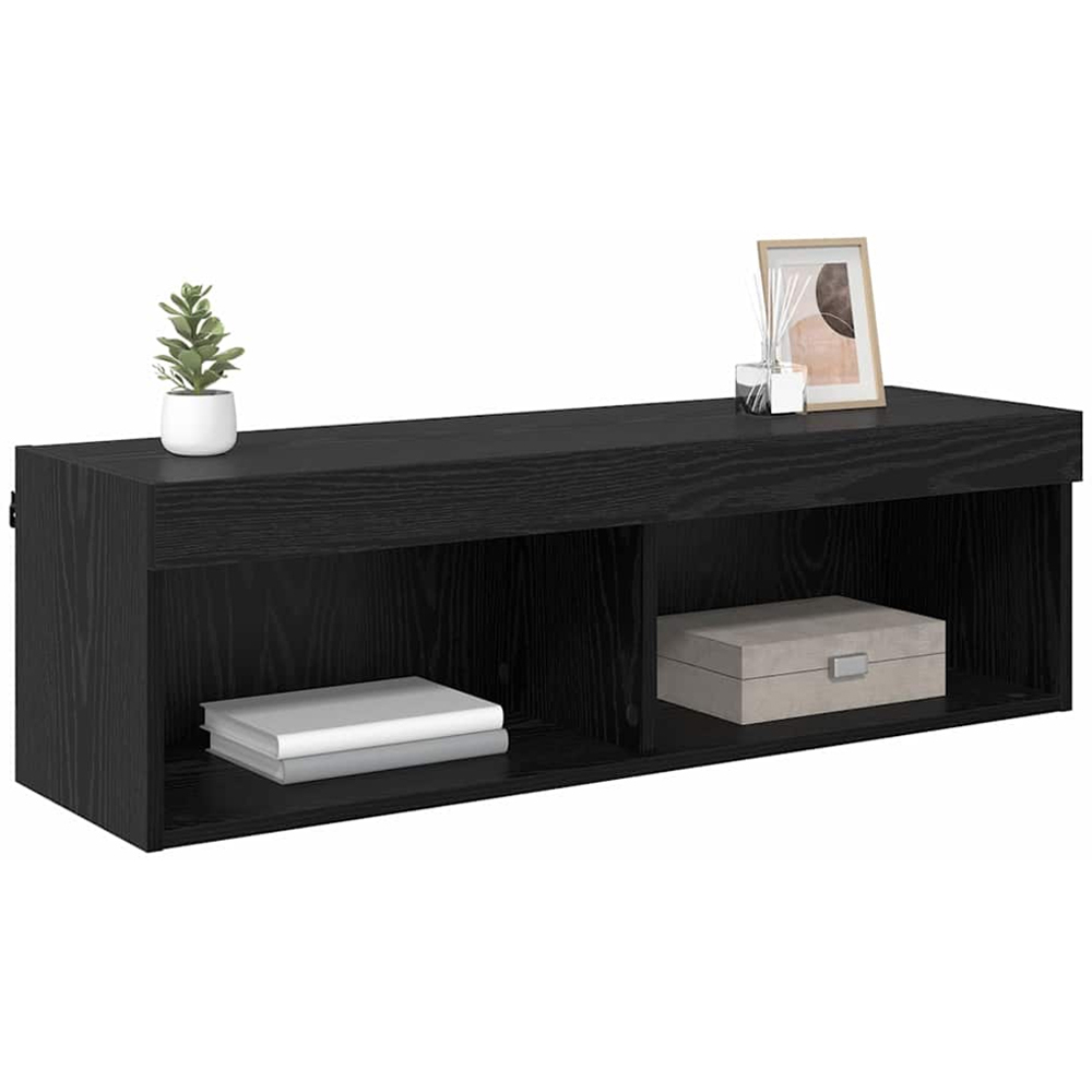 vidaXL 2 Shelf Black Oak TV Cabinet with LED Lights Image 3
