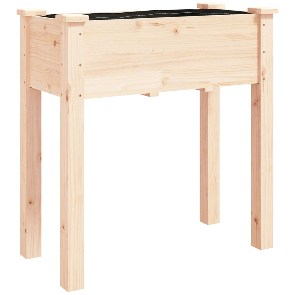 vidaXL Natural Solid Fir Wood Garden Planter with Liner 71 x 37 x 76cm Image 1