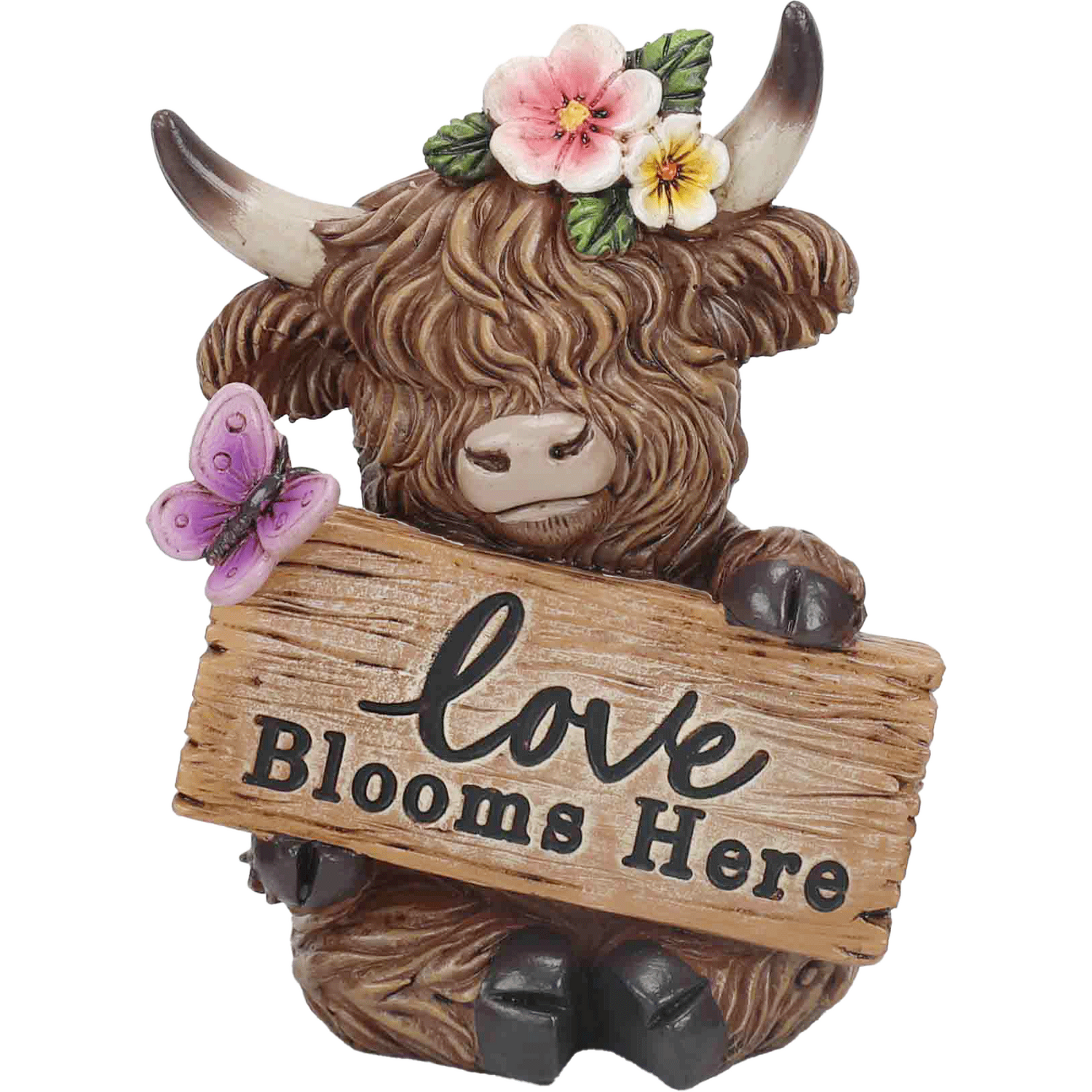 Small Highland Cow with Sign Decoration Image 4