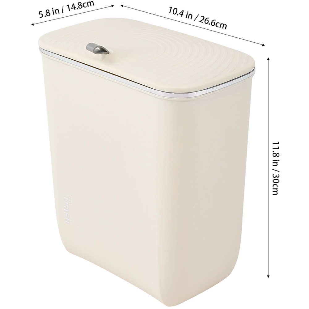 Living and Home Cream Hanging Waste Bin with Lid 9L Image 8