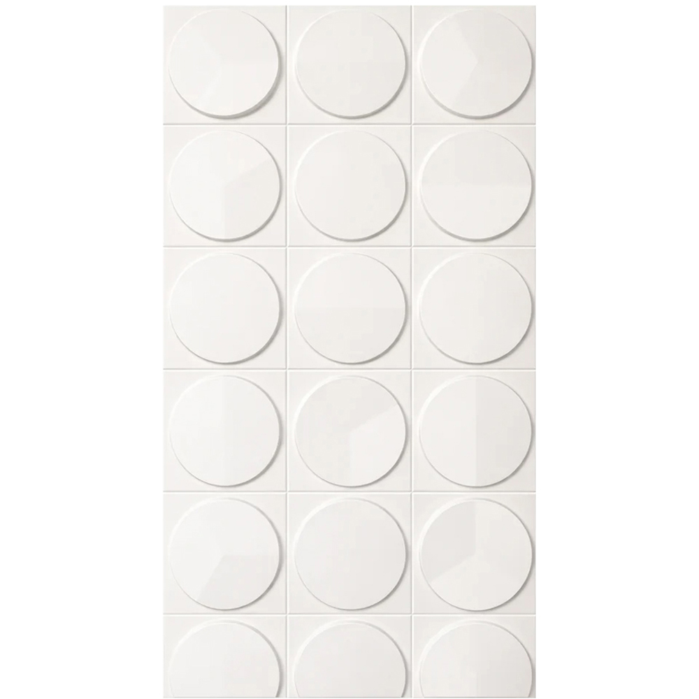 Britwall Jade White 3D Circular Geometry Hard PU Wall Panel 1200 x 600 x 25mm 2 Pack Image 2