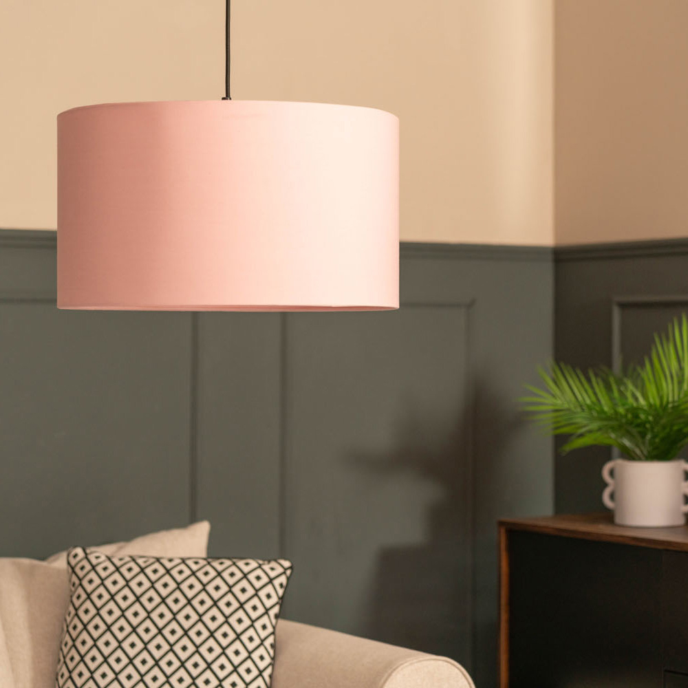 ValueLights Reni Blush Fabric Drum Ceiling Lamp Shade 45cm Image 3