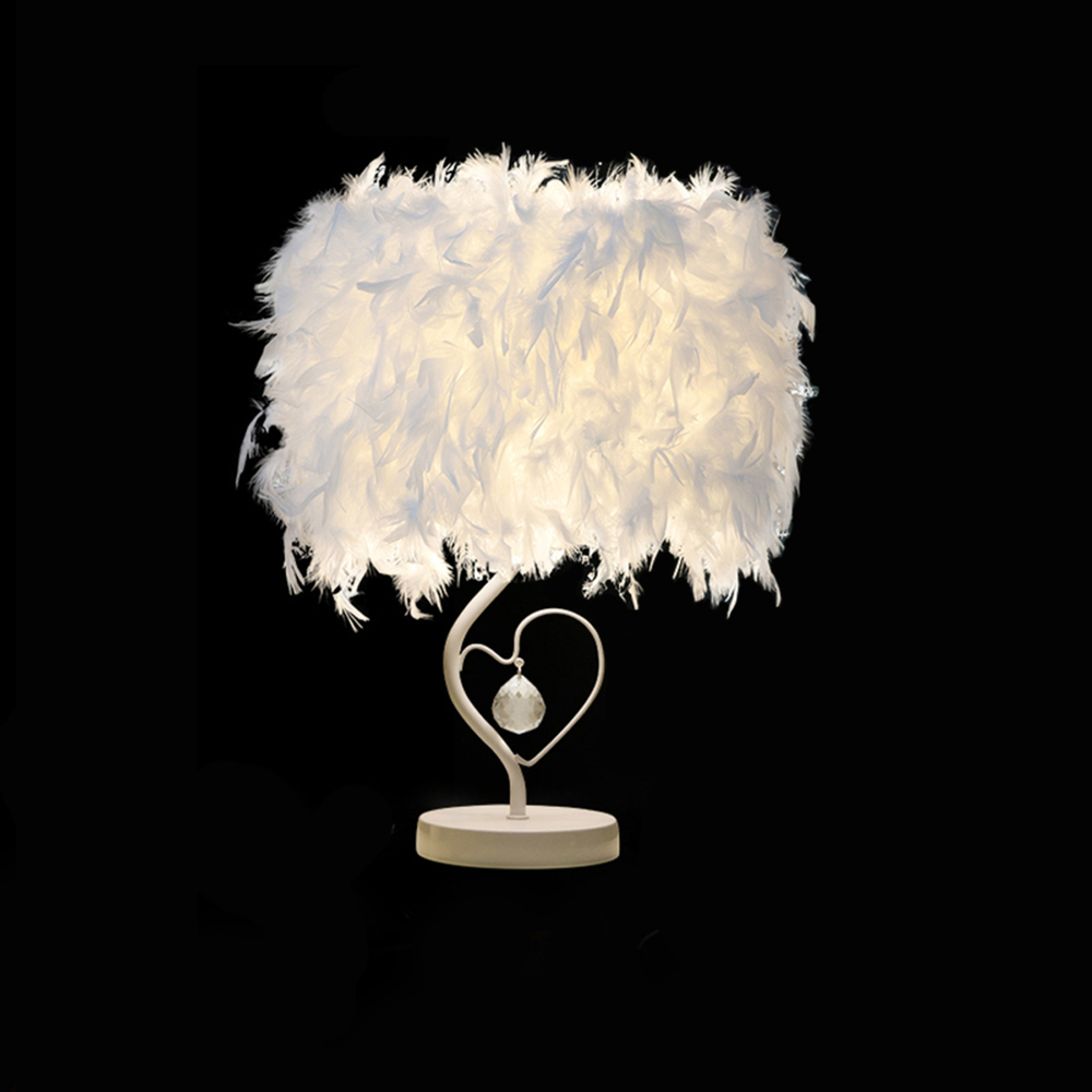 Living and Home Feather White Table Lamp Image 8