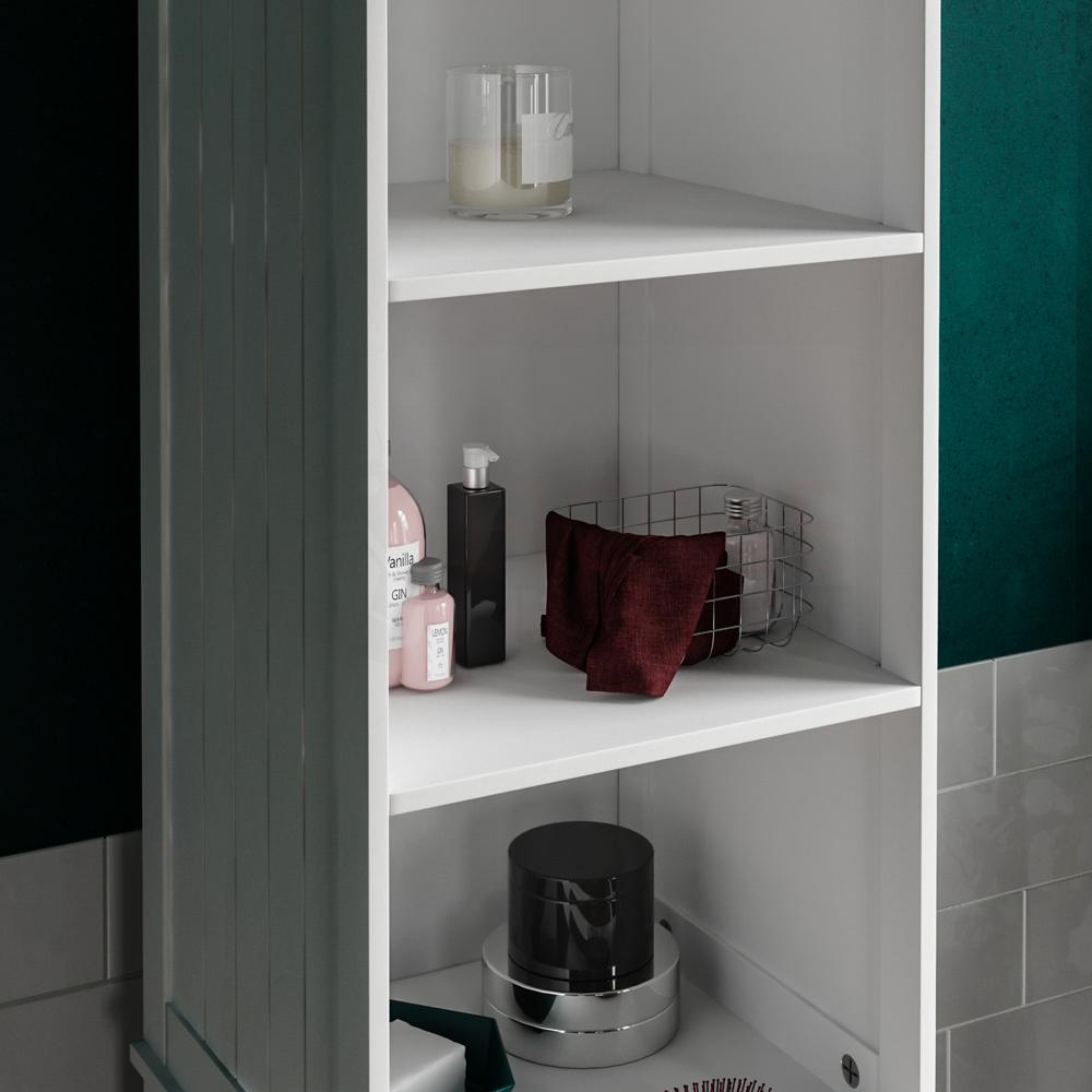 Lassic Bath Vida Priano White Single Door 3 Shelf Tall Floor Cabinet Image 3