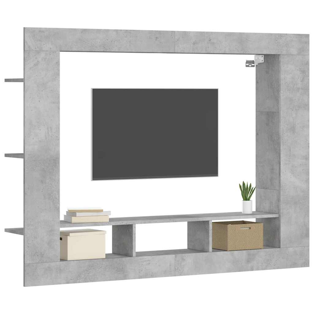 vidaXL 9 Shelf Concrete Grey Wall Mounted TV Cabinet Image 3