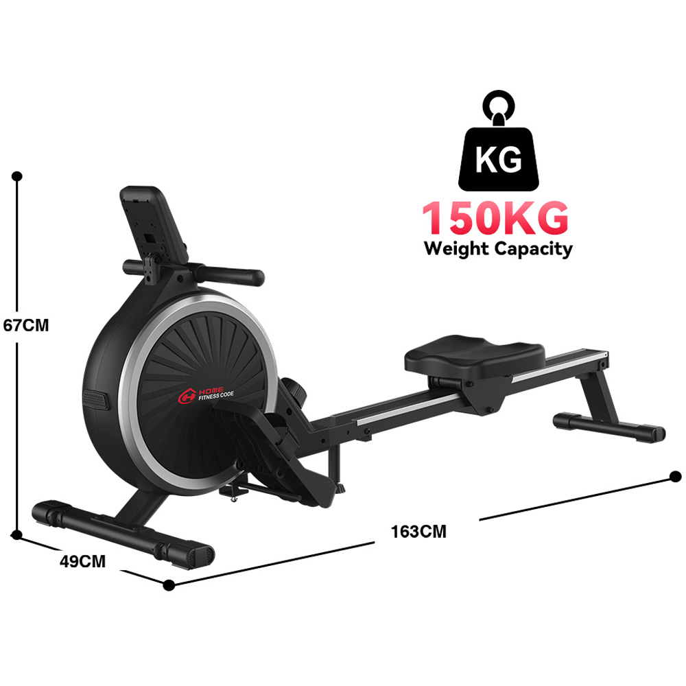 Rattrix Black 16-Level Resistance Magnetic Rowing Machine Image 9
