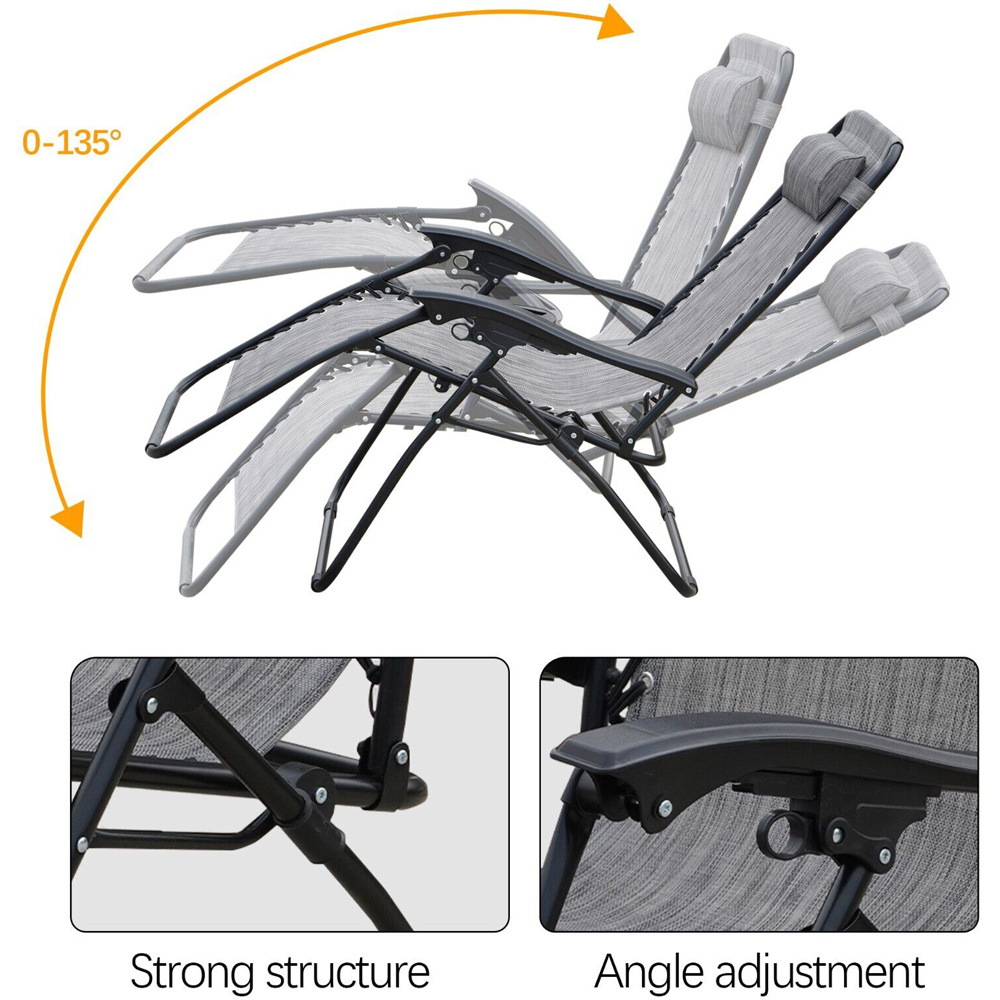 Alivio Set of 2 Grey Foldable Sun Loungers Image 3
