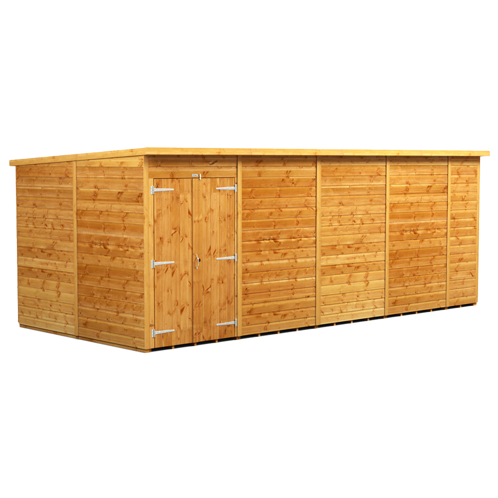 Power Sheds 18 x 8ft Double Door Pent Wooden Shed Image 1