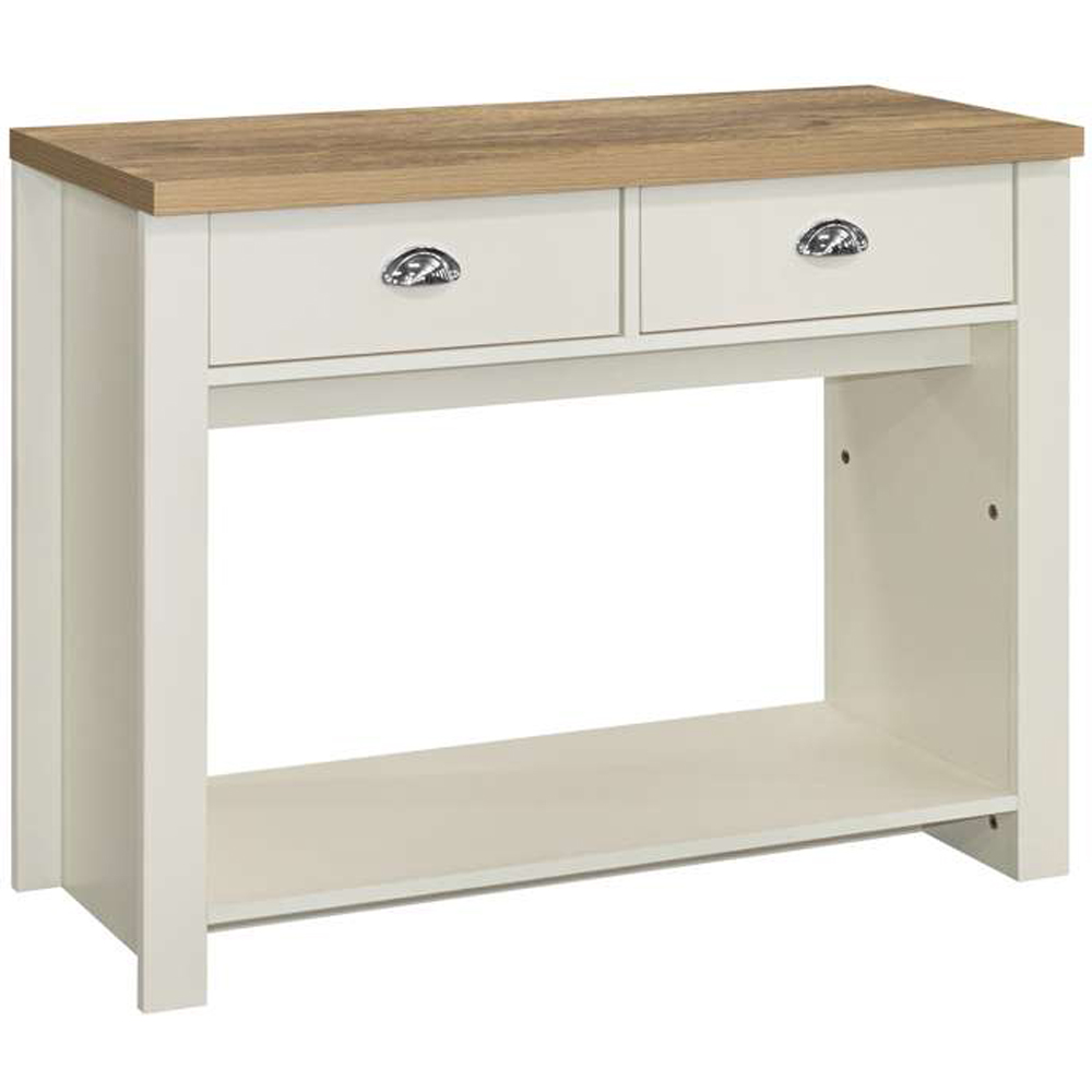 Highgate 2 Drawer Cream and Oak Console Table Image 2