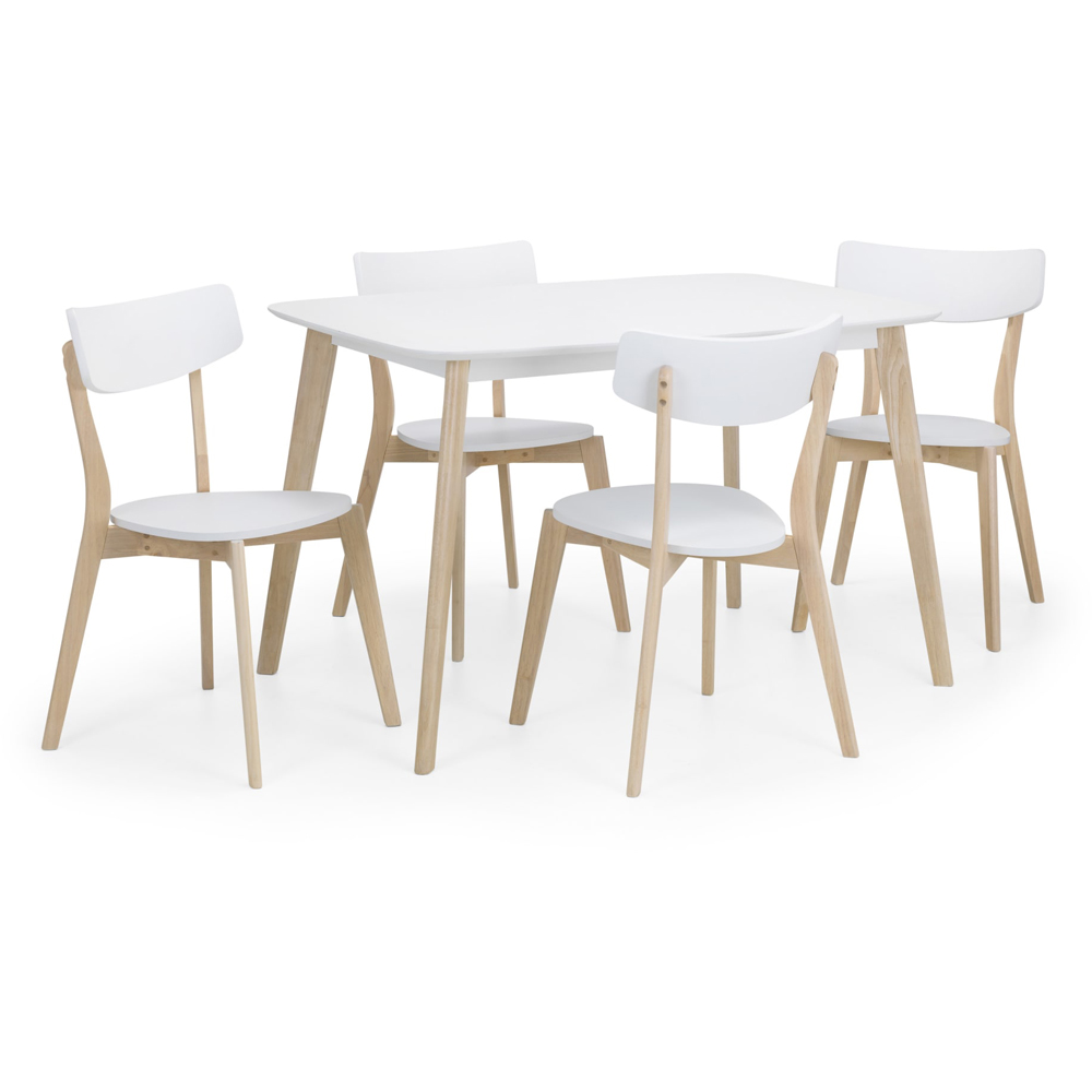 Julian Bowen Casa Set of 2 White and Oak Dining Chairs Image 4