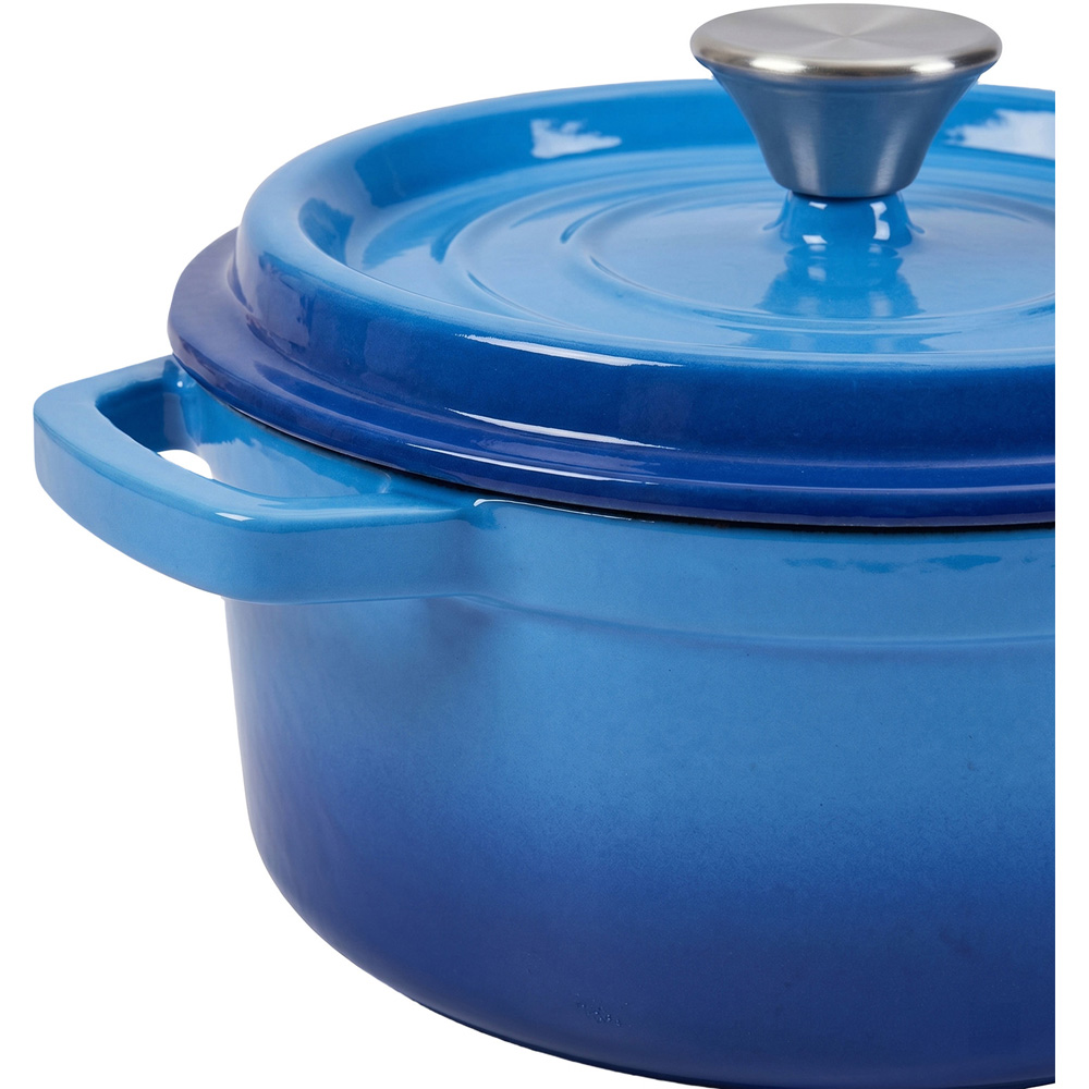 Living and Home Gradient Blue Enamelled Cast Iron Dutch Oven Pot 4L Image 4