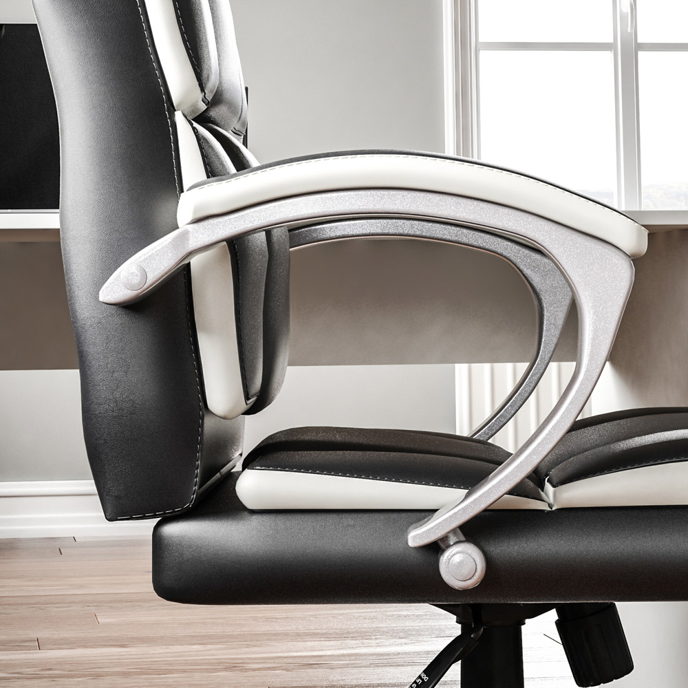 Vida Designs Henderson Black and White Swivel Office Chair Image 5