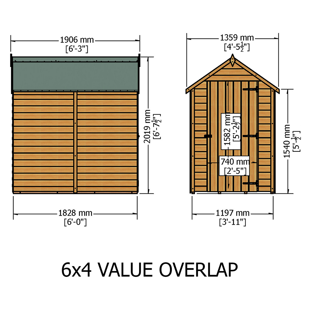 Shire 6 x 4ft Dip Treated Overlap Shed Image 4