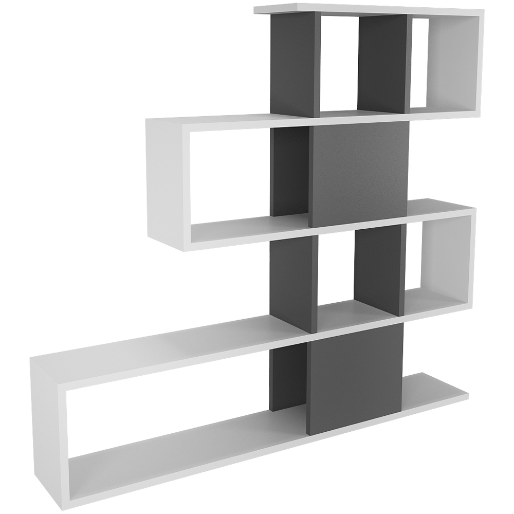 Decorotika Karlin 9 Shelf White and Anthracite Modern Bookcase Image 8