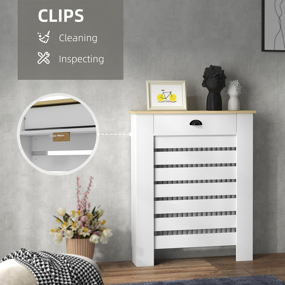 HOMCOM Single Drawer White Horizontal Slat Radiator Cover 955 x 780mm Image 5