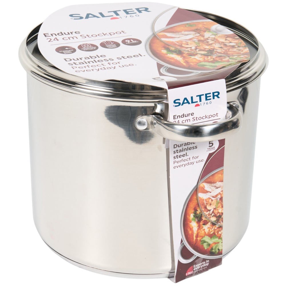 Salter 9L Stockpot with Glass Lid Silver Image 1