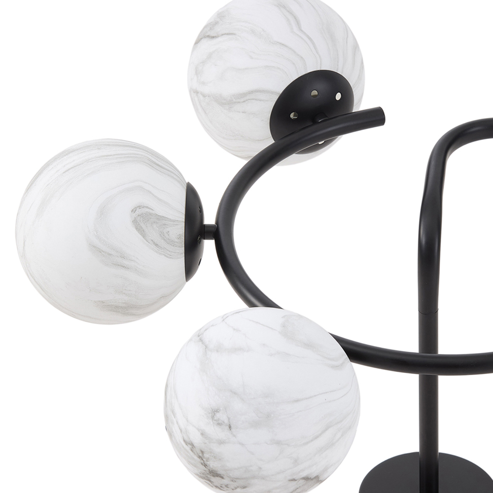 Living and Home Screw E27 Black and White 6 Marble Effect Glass Semi Flush Mount Ceiling Light Image 3