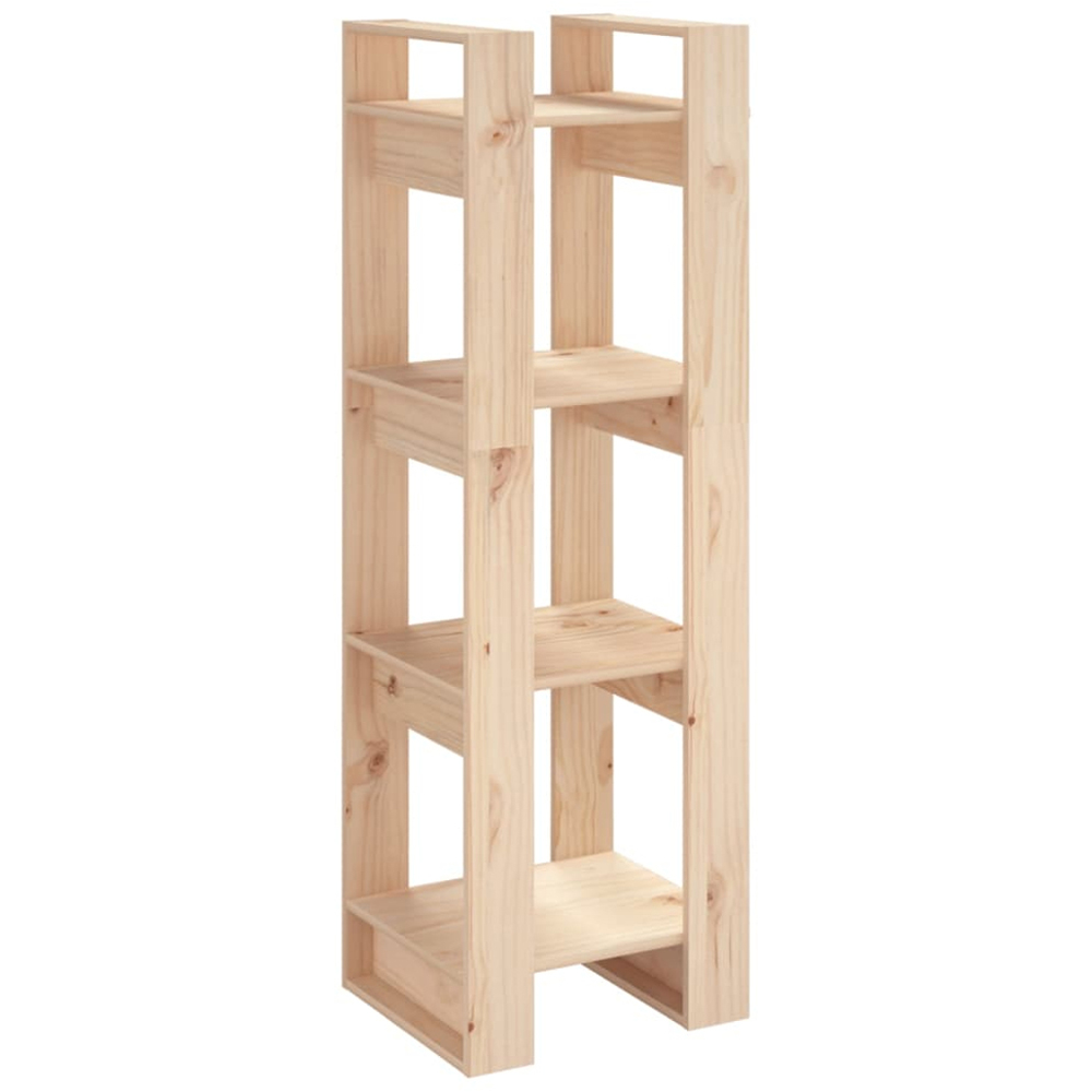 vidaXL 4 Shelf Natural Solid Pine Wood Bookcase Image 2