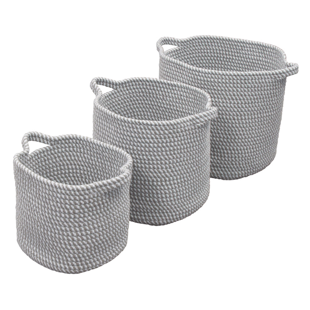 JVL Edison Set of 3 Cotton Rope Storage Baskets Image 5