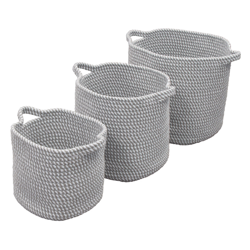 JVL Edison Cotton Rope Storage Basket 3 Pack Image 5