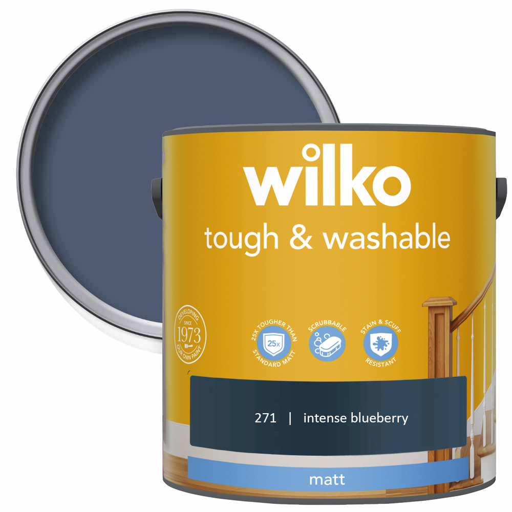 Wilko Tough & Washable Intense Blueberry Matt Emulsion Paint 2.5L Image 1