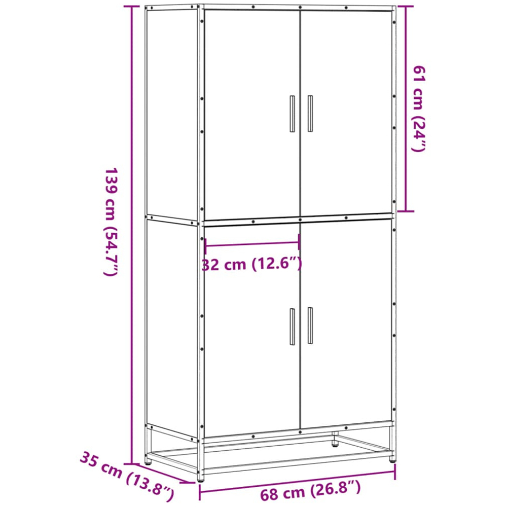 vidaXL 4 Door Grey Sonoma Highboard Image 9