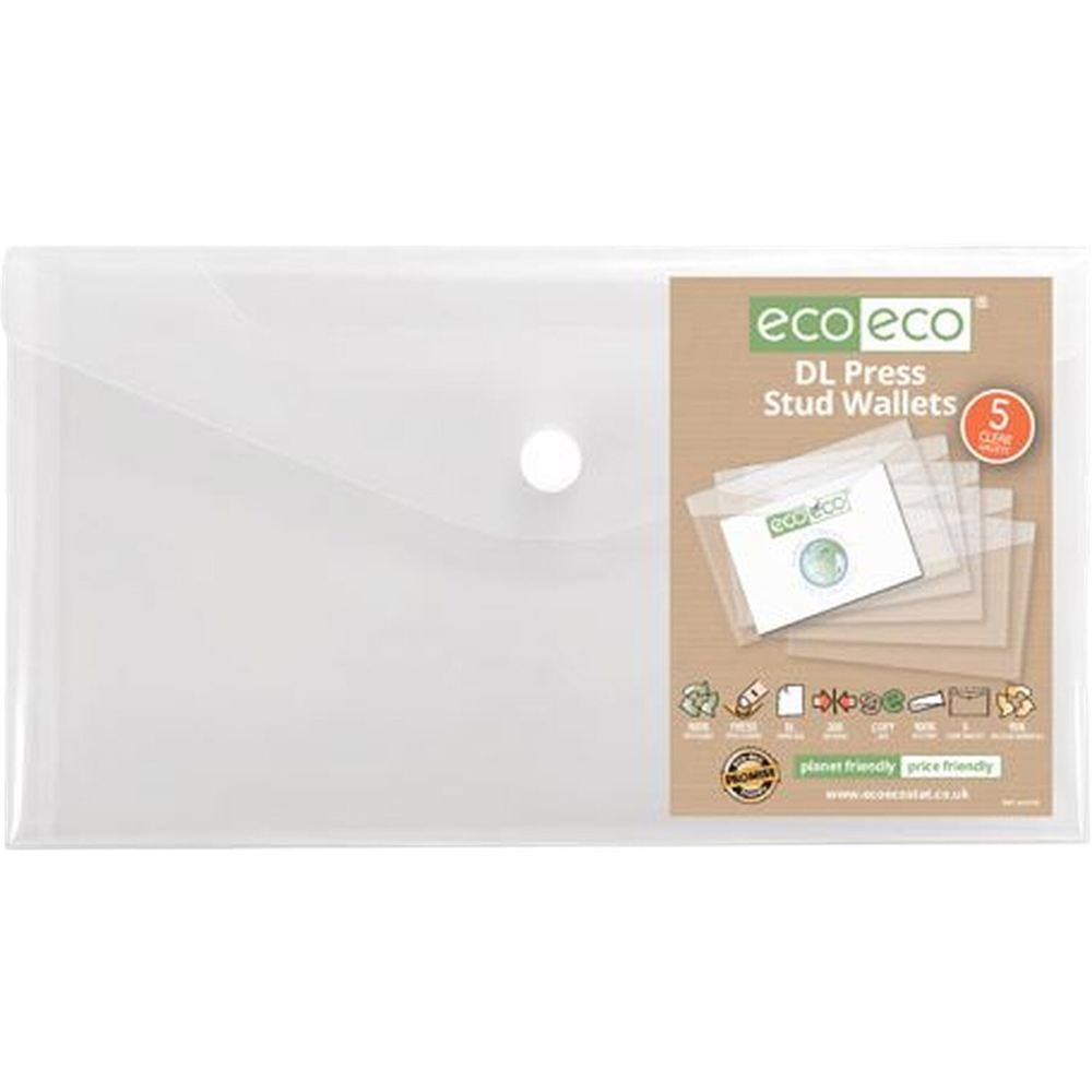 Pack of 5 DL Press Stud Wallets Clear Image 2