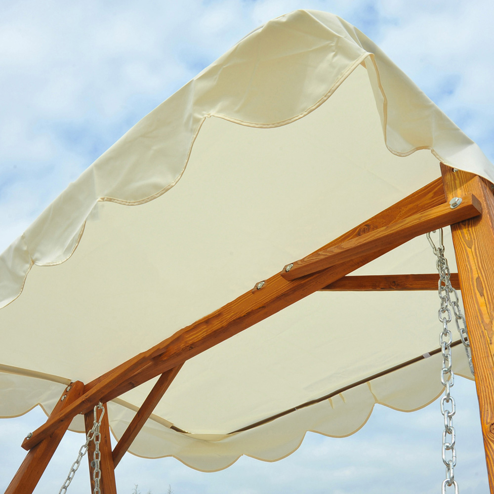 Outsunny Wooden 3 Seater Cream Swing Seat Image 4
