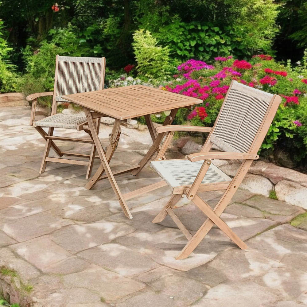 Royalcraft London 2 Seater Square Foldable Rope Bistro Set Image 5