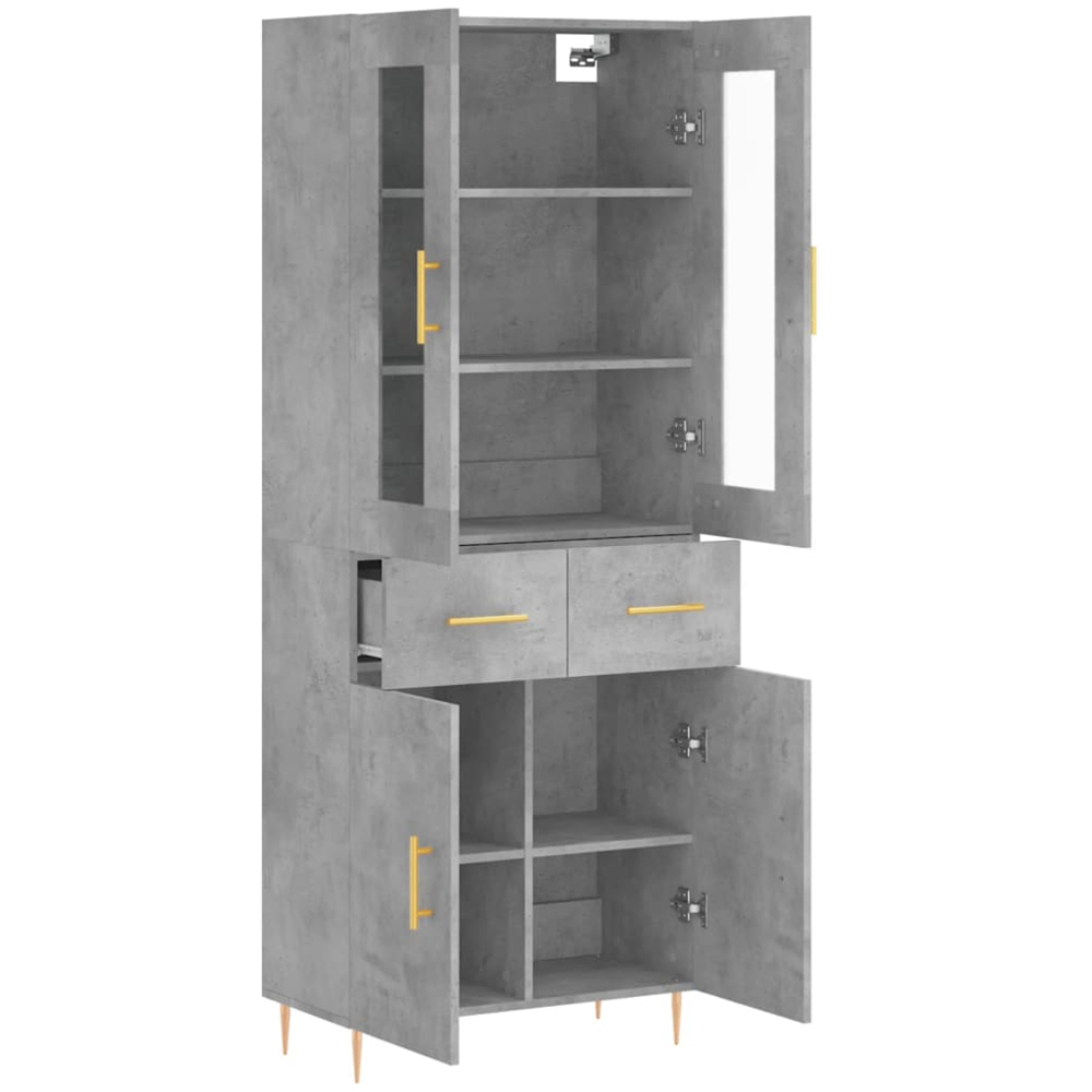 vidaXL 4 Door 2 Drawer Concrete Grey Highboard Image 4