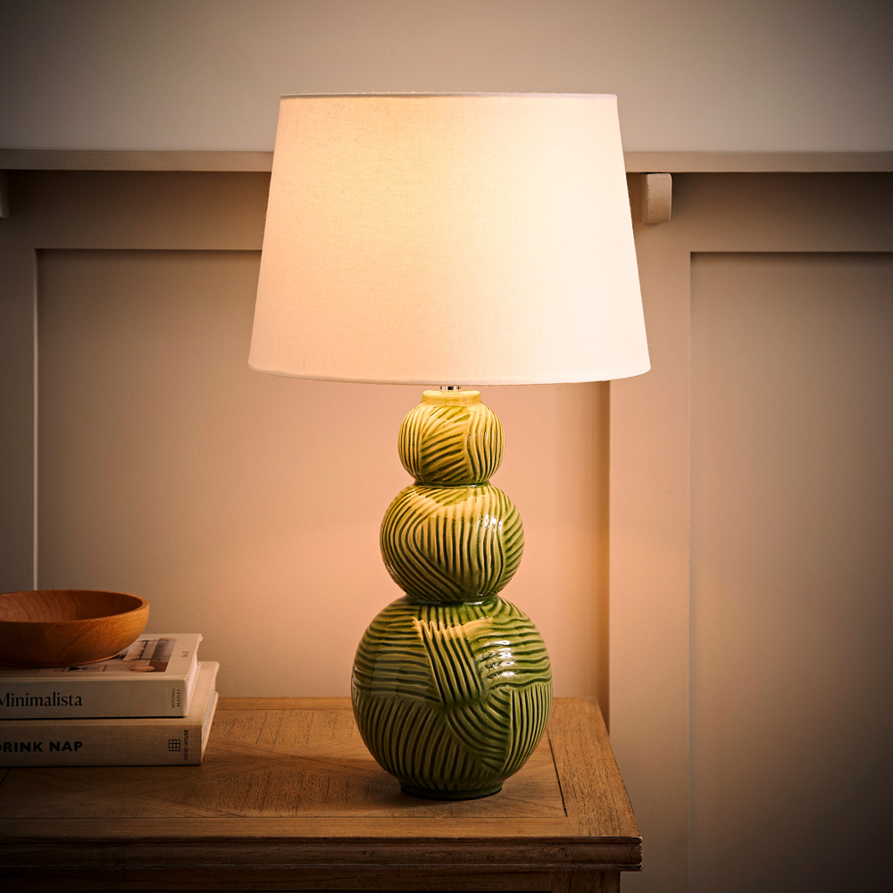 ValueLights Mia Green and White Shade Ceramic LED Table Lamp Image 2