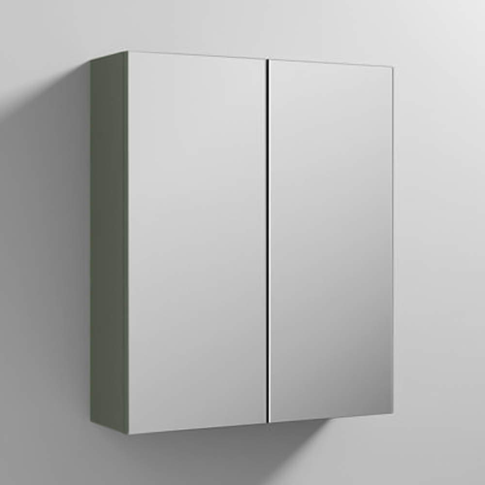 nuie Arno 2 Door Satin Green Wall Hung Mirror Cabinet Image 1