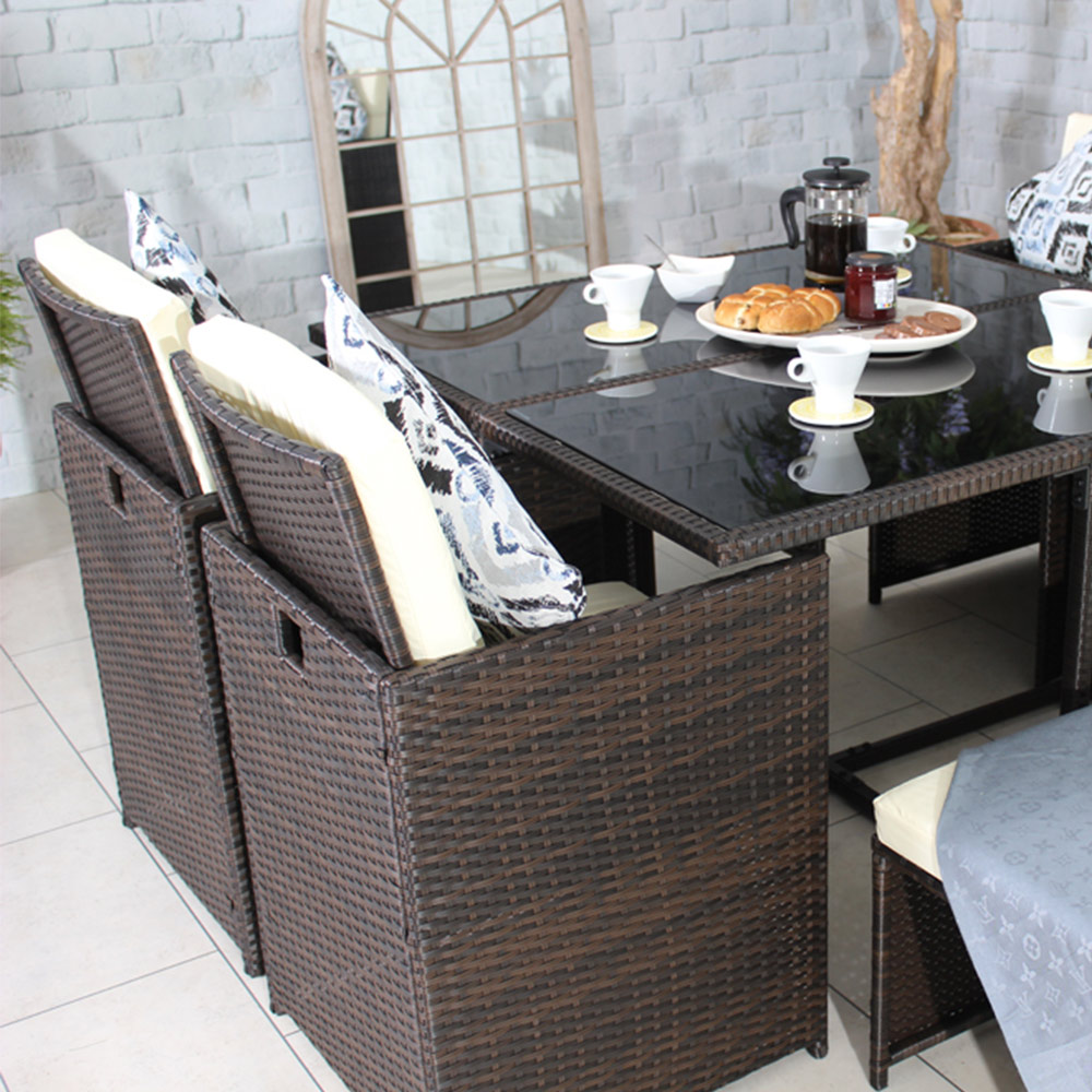 Royalcraft Cannes 8 Seater Cube Dining Set Brown Image 12