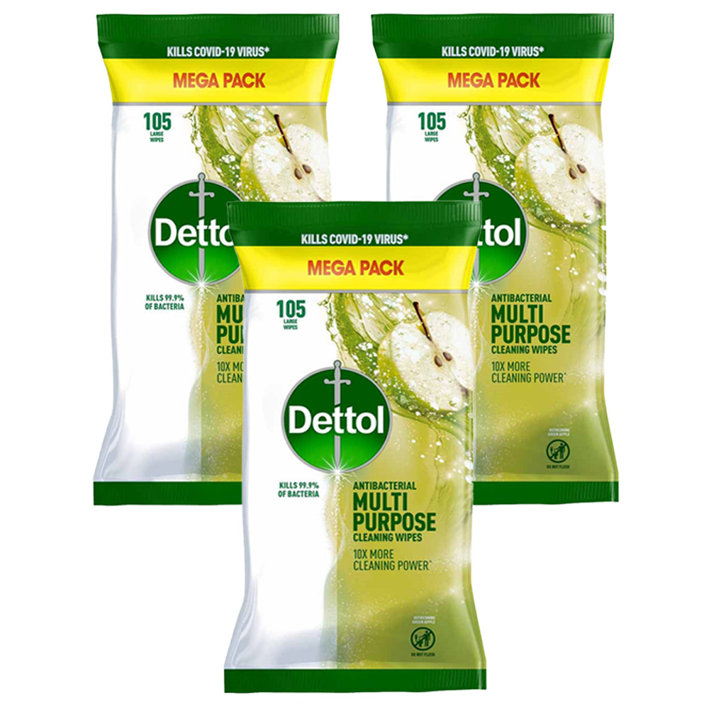 Dettol Surface Cleansing Apple Wipes 105 Pack Case of 3 Image 1