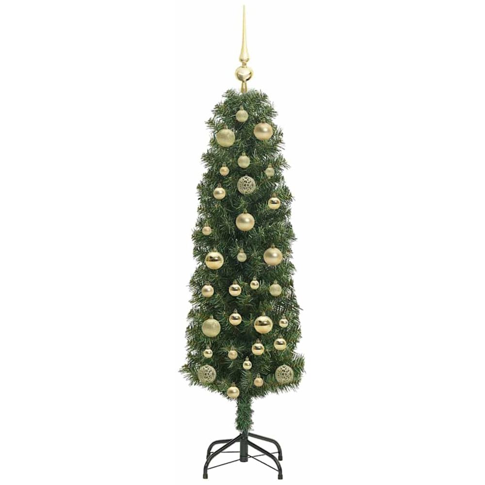 vidaXL Green Artificial Christmas Tree with Pinecones LEDs Gold Decoration Ornaments 5ft Image 4