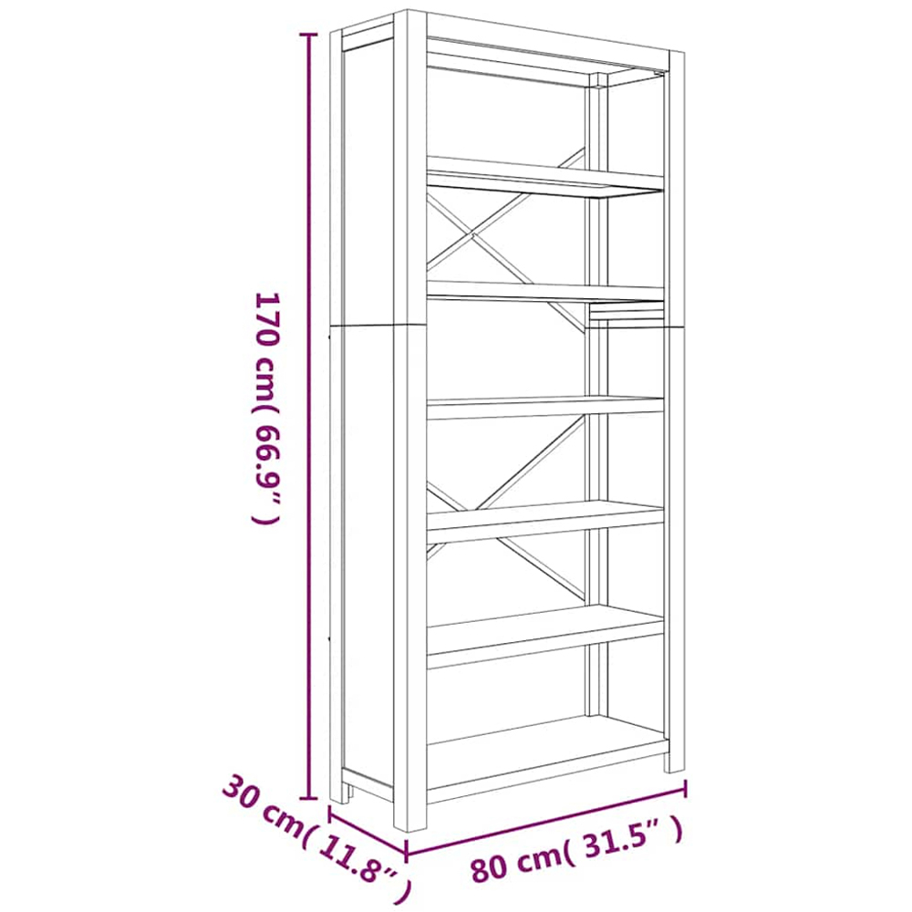 vidaXL 6 Shelf Solid Wood Acacia Bookcase Image 9