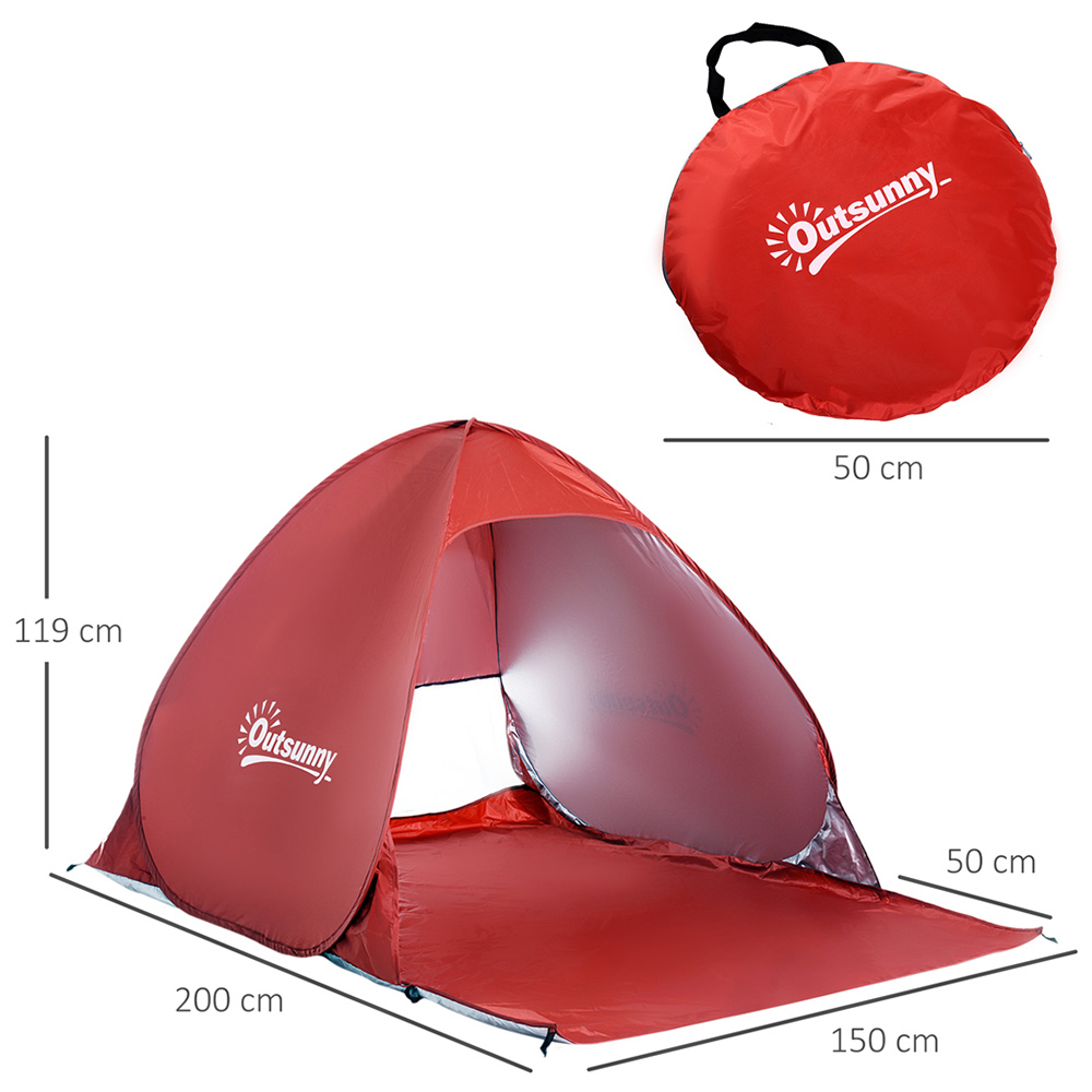 Outsunny Red 2-Person Pop-Up UV Tent Image 6