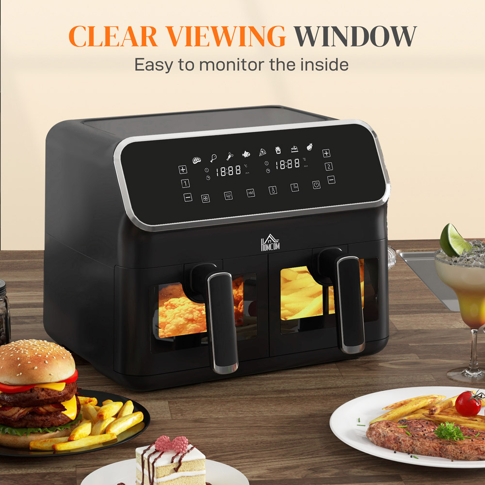 HOMCOM 800-191V70BK Black 8L Dual Zone Air Fryer 2700W Image 7