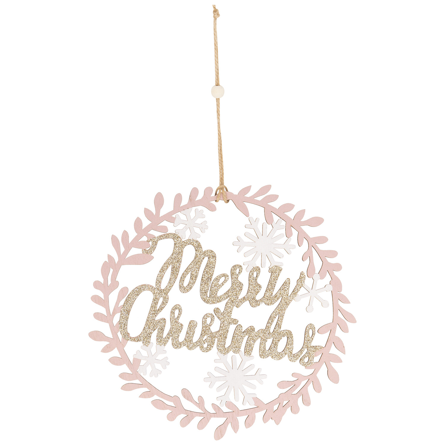 Hanging Pink Merry Christmas Bauble Image