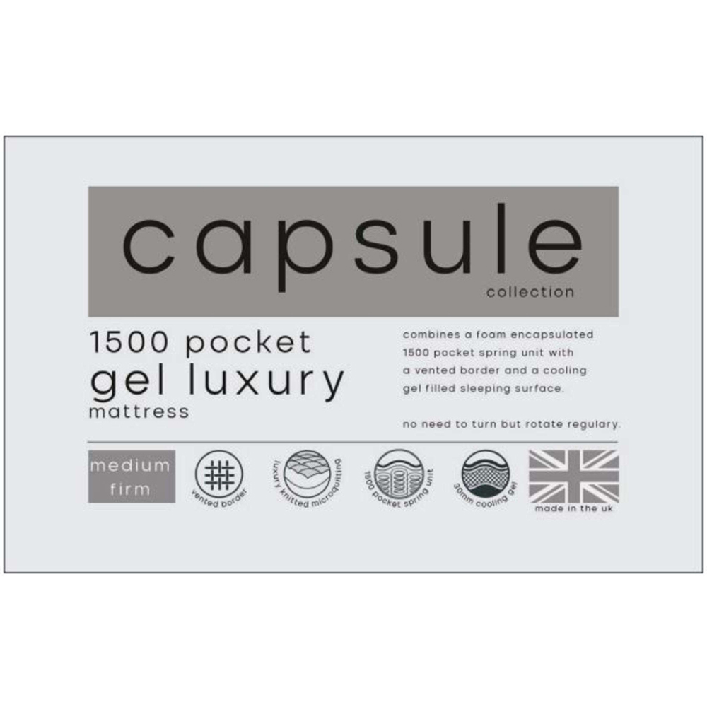 Julian Bowen Capsule Gel Luxury Super King Size White 1500 Pocket Sprung Mattress with Cooling Gel Image 8