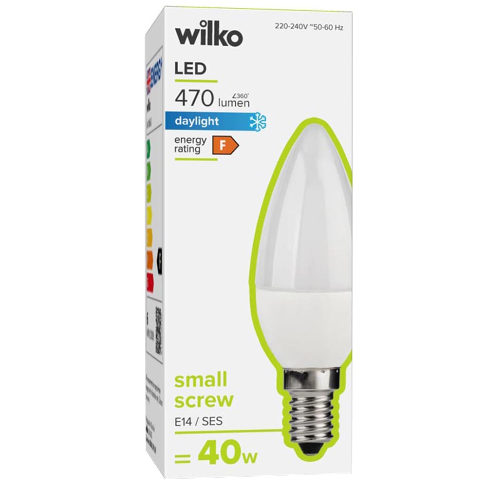 Wilko 1 Pack Small Screw E14/SES LED 470 Lumens Daylight Light Bulb Image 1