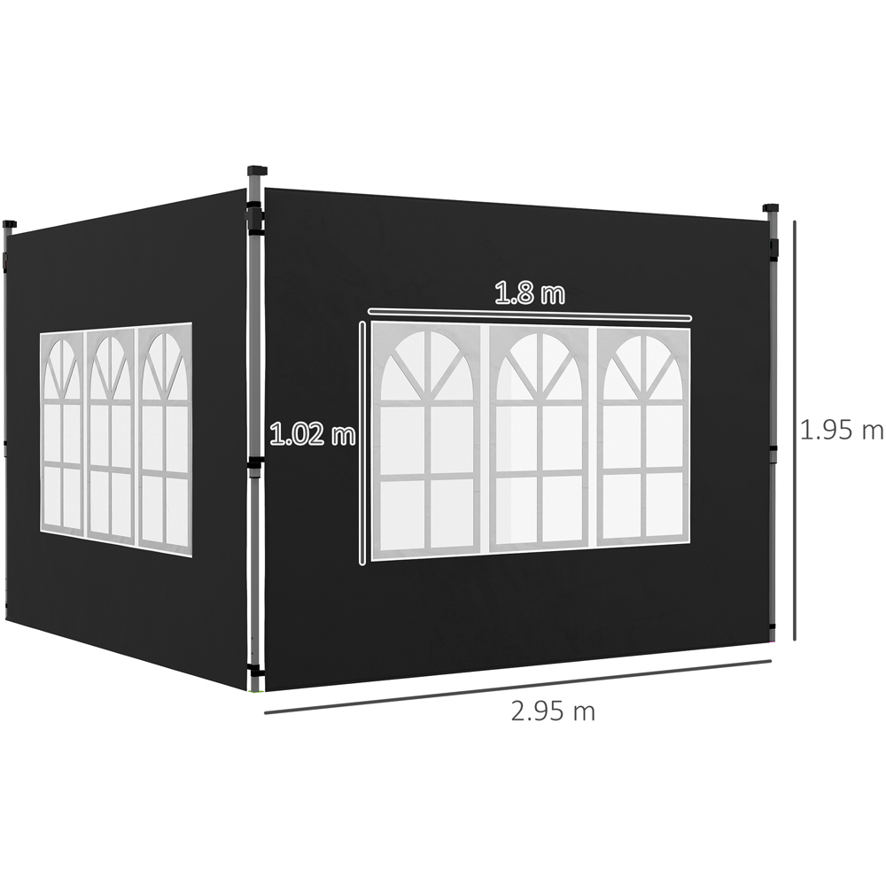 Outsunny Black Replacement Gazebo Side Panel with Window 2 Pack Image 7