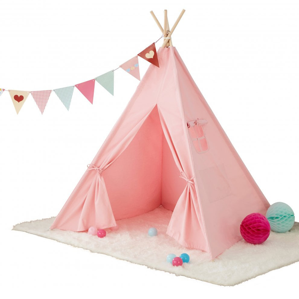Neo Pink Canvas Kids Indian Tent TeePee Image 1
