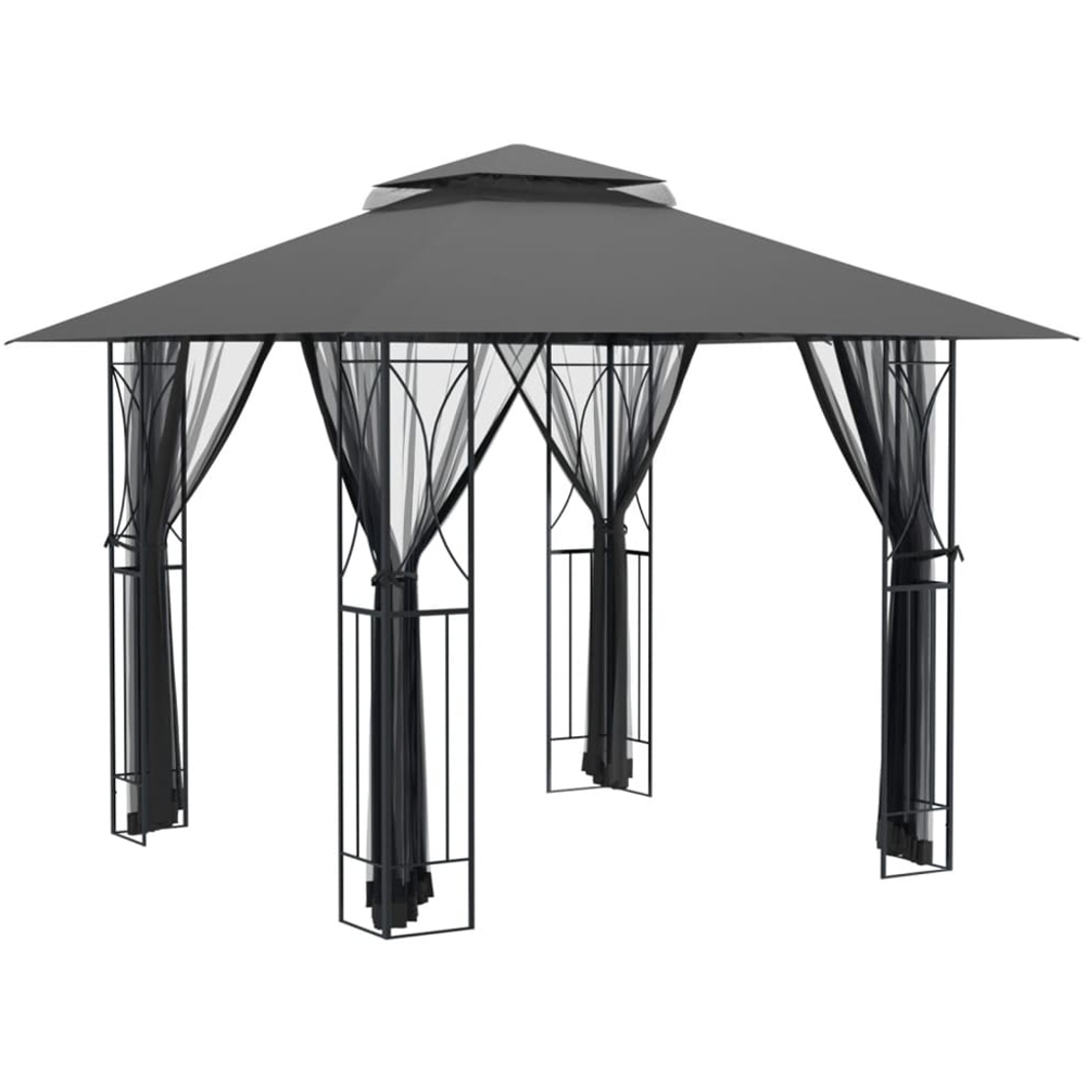 vidaXL 2.7 x 3m Steel Anthracite Gazebo with Sidewalls Image 2
