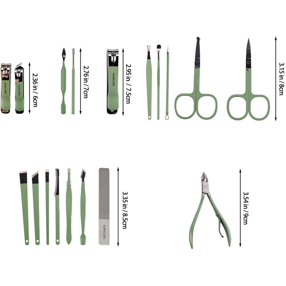 Living and Home 18 Piece Mint Green Nail Clippers Manicure Set Image 4